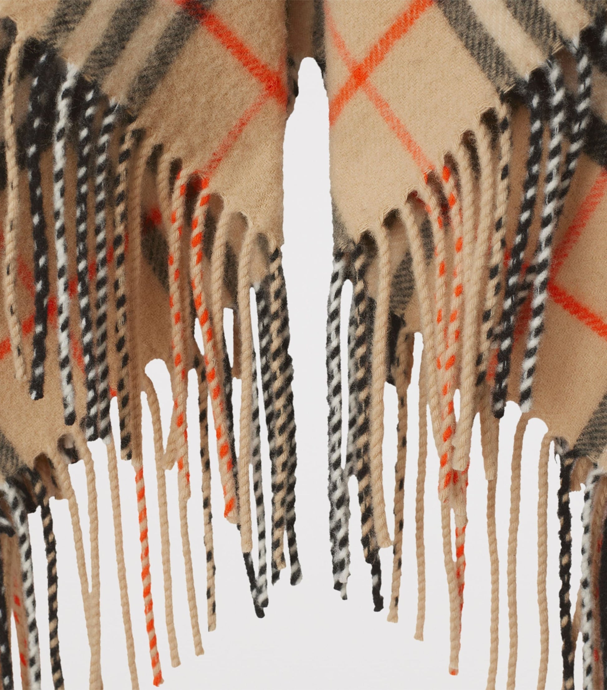 Beige Wool-Cashmere Check Cape