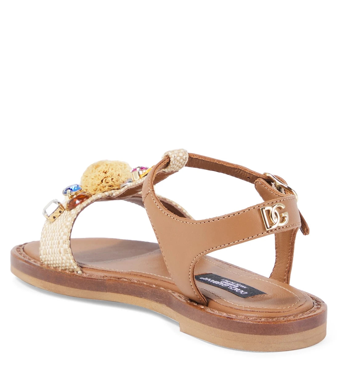Dolce&Gabbana Kids - Embellished raffia-effect sandals