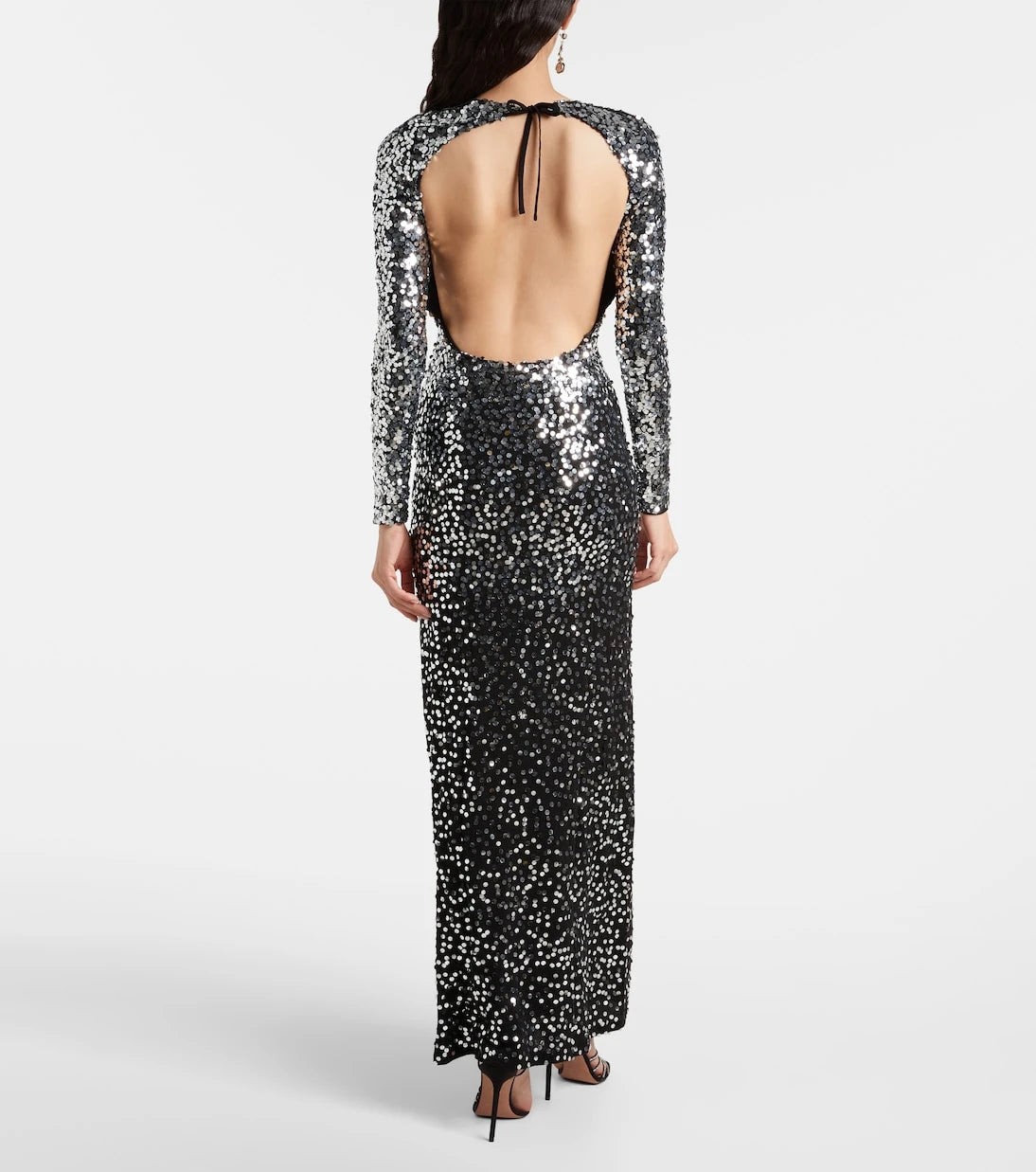 Rabanne - Sequined open-back jersey gown