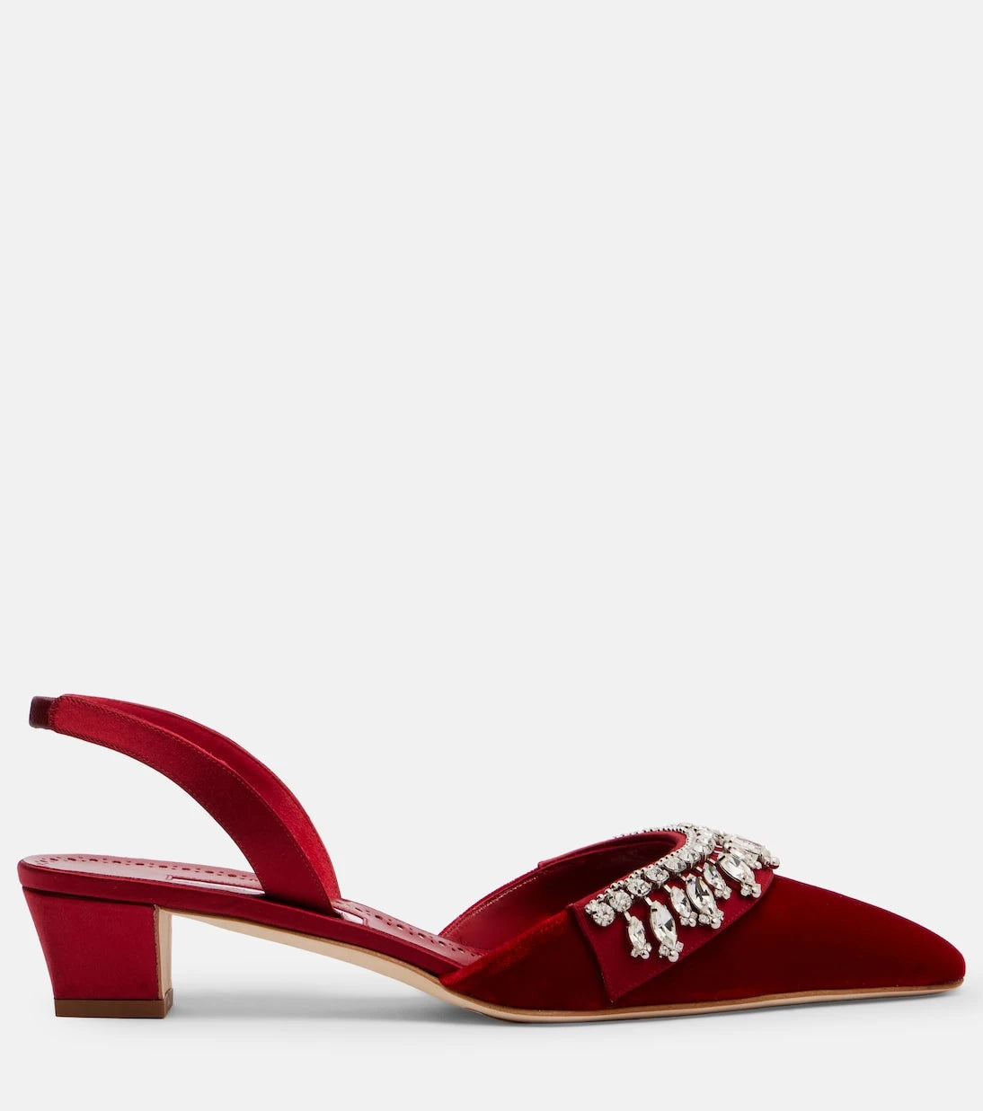 Manolo Blahnik - Bequila 30 embellished velvet slingback pumps