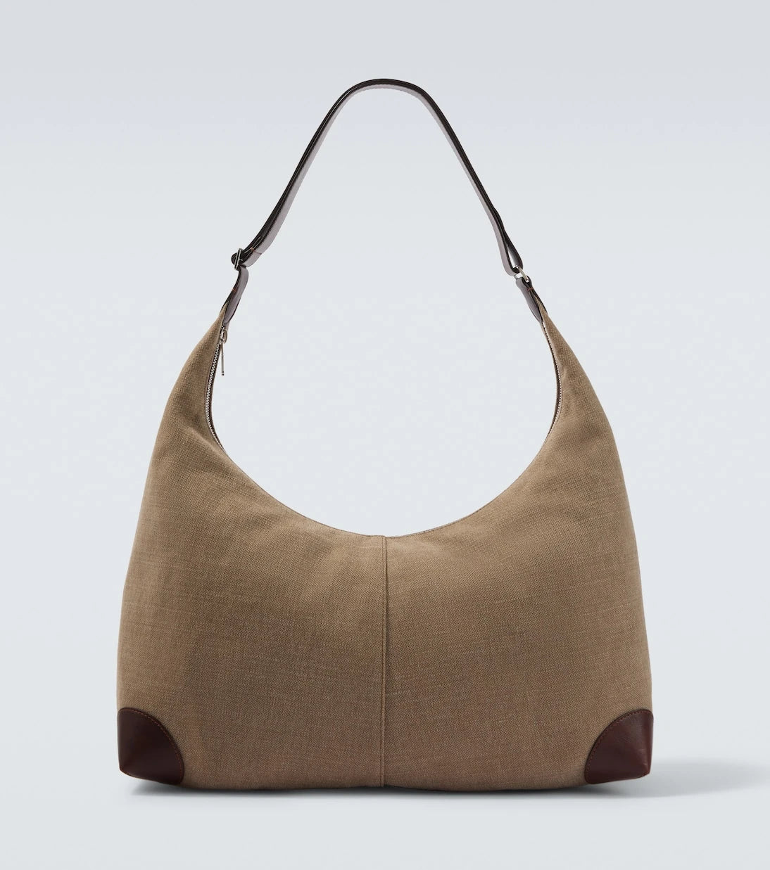 Brunello Cucinelli - حقيبة كتف قماشية بحواف جلدية