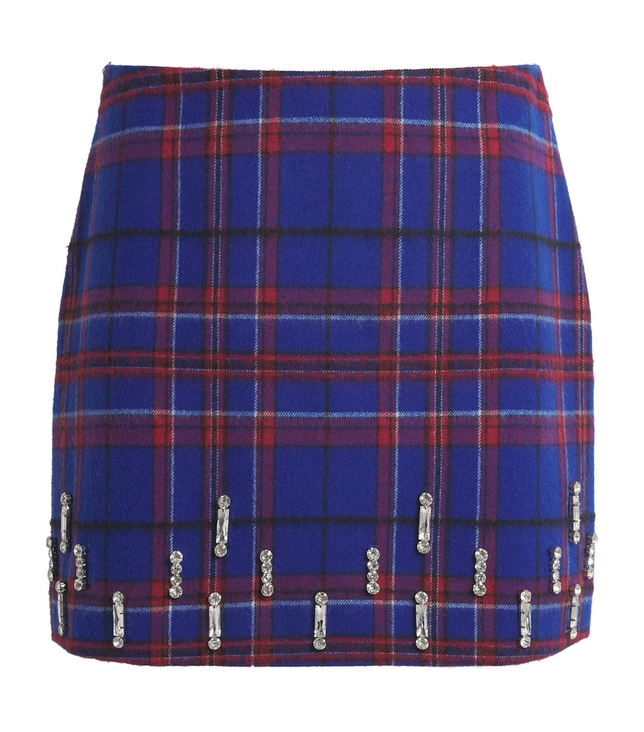 MAX&Co. Blue Wool-Blend Tartan Mini Skirt