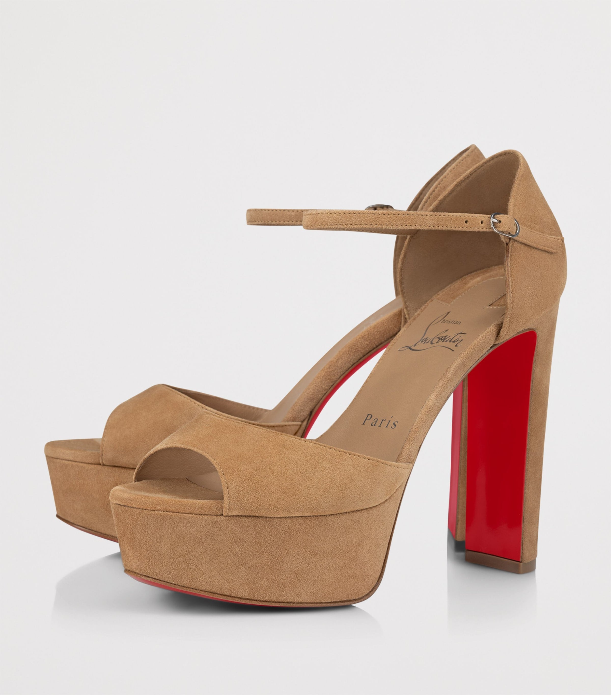 Christian Louboutin Red Sandaloo Suede Platform Sandals 130
