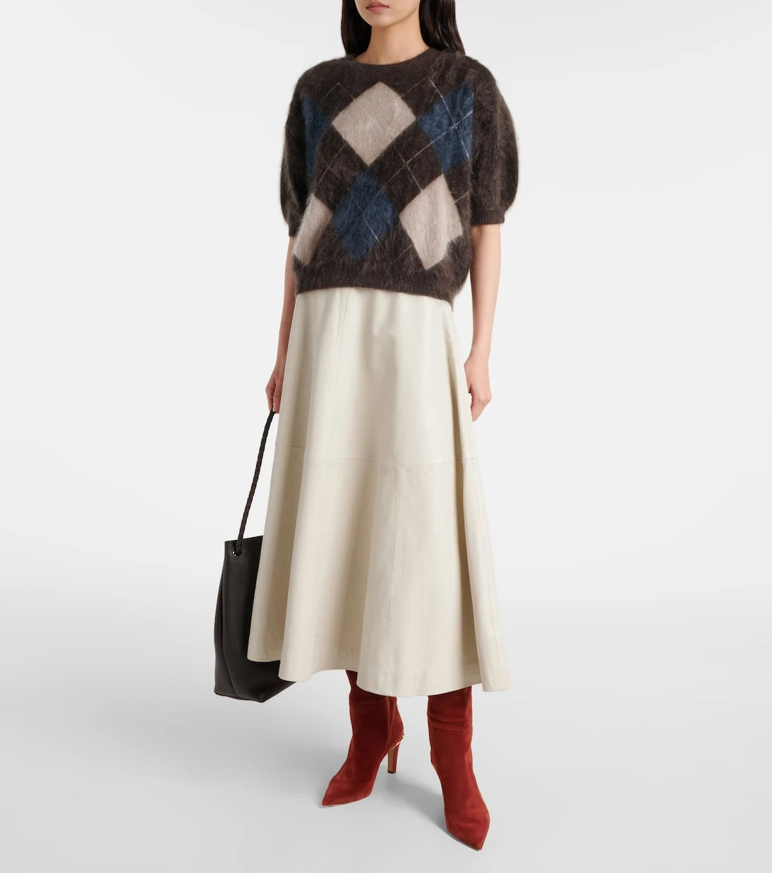 Lisa Yang - Juniper argyle knitted cashmere top