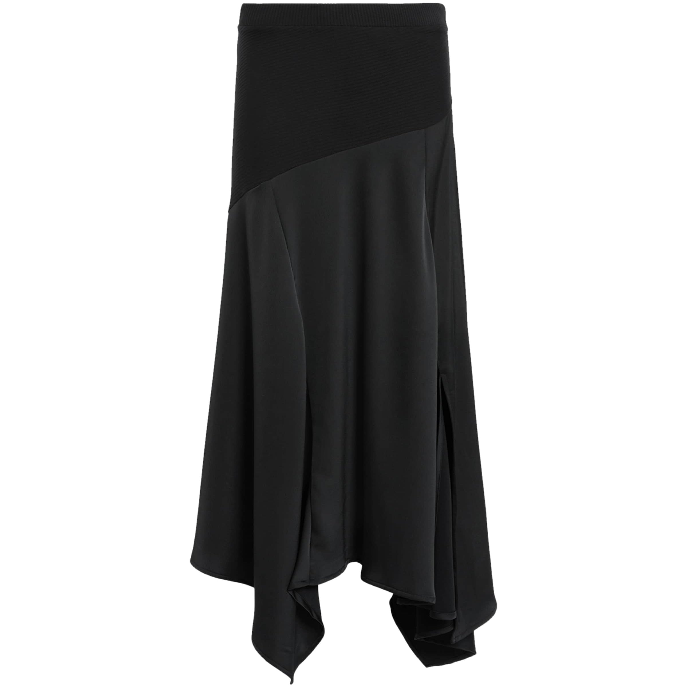 Black Satin Pia Midi Skirt