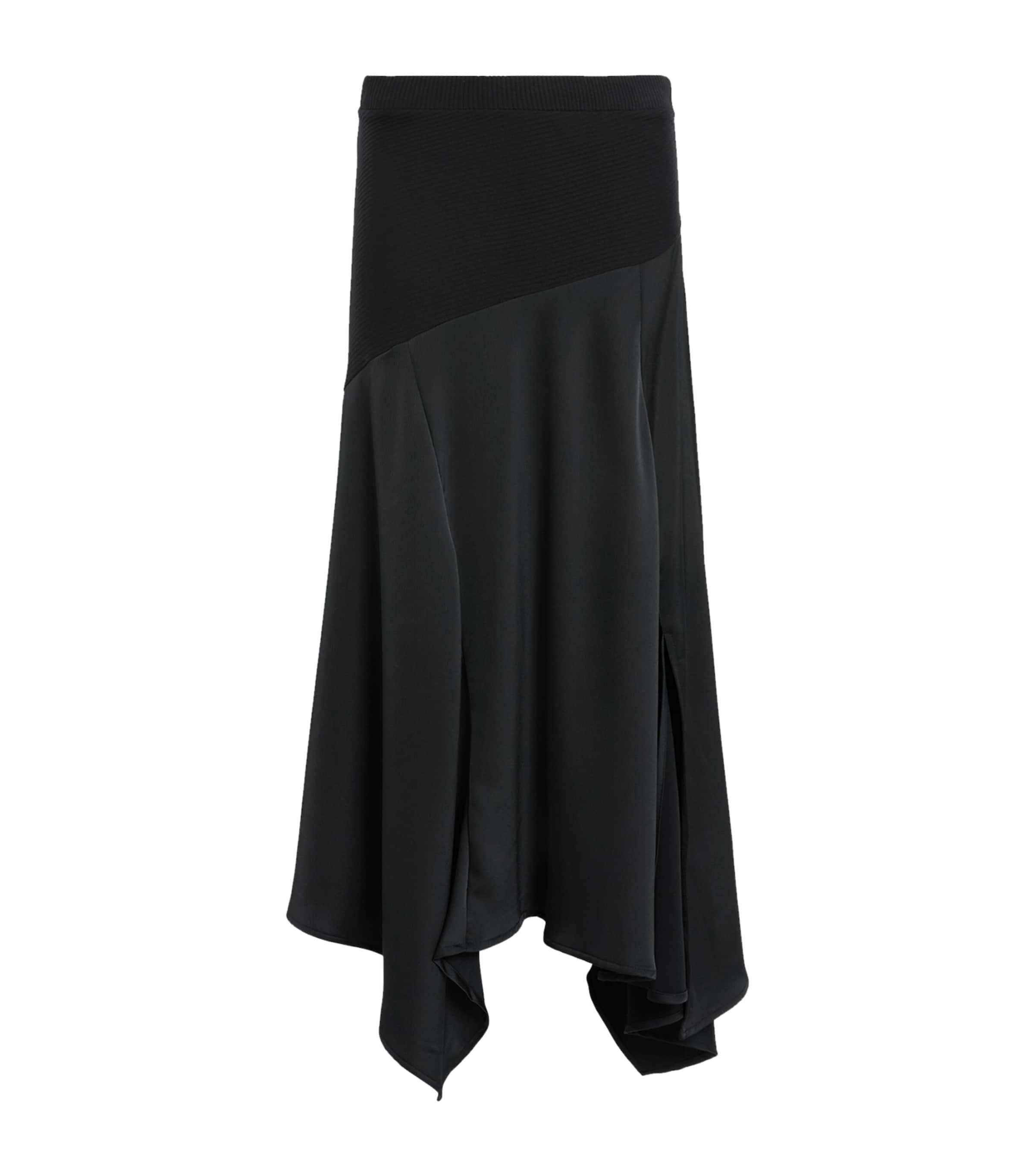 Black Satin Pia Midi Skirt
