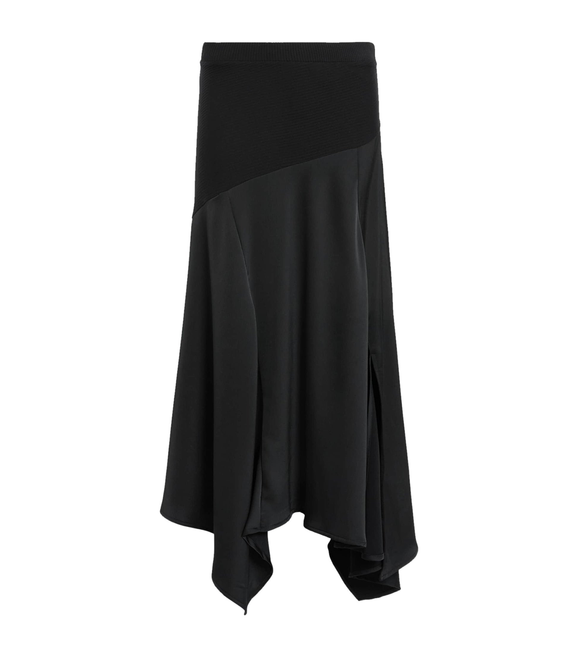 Black Satin Pia Midi Skirt