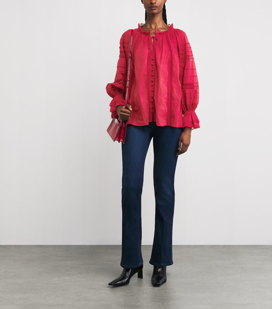 Alice+Olivia Burgundy Cotton Voile Josephine Blouse