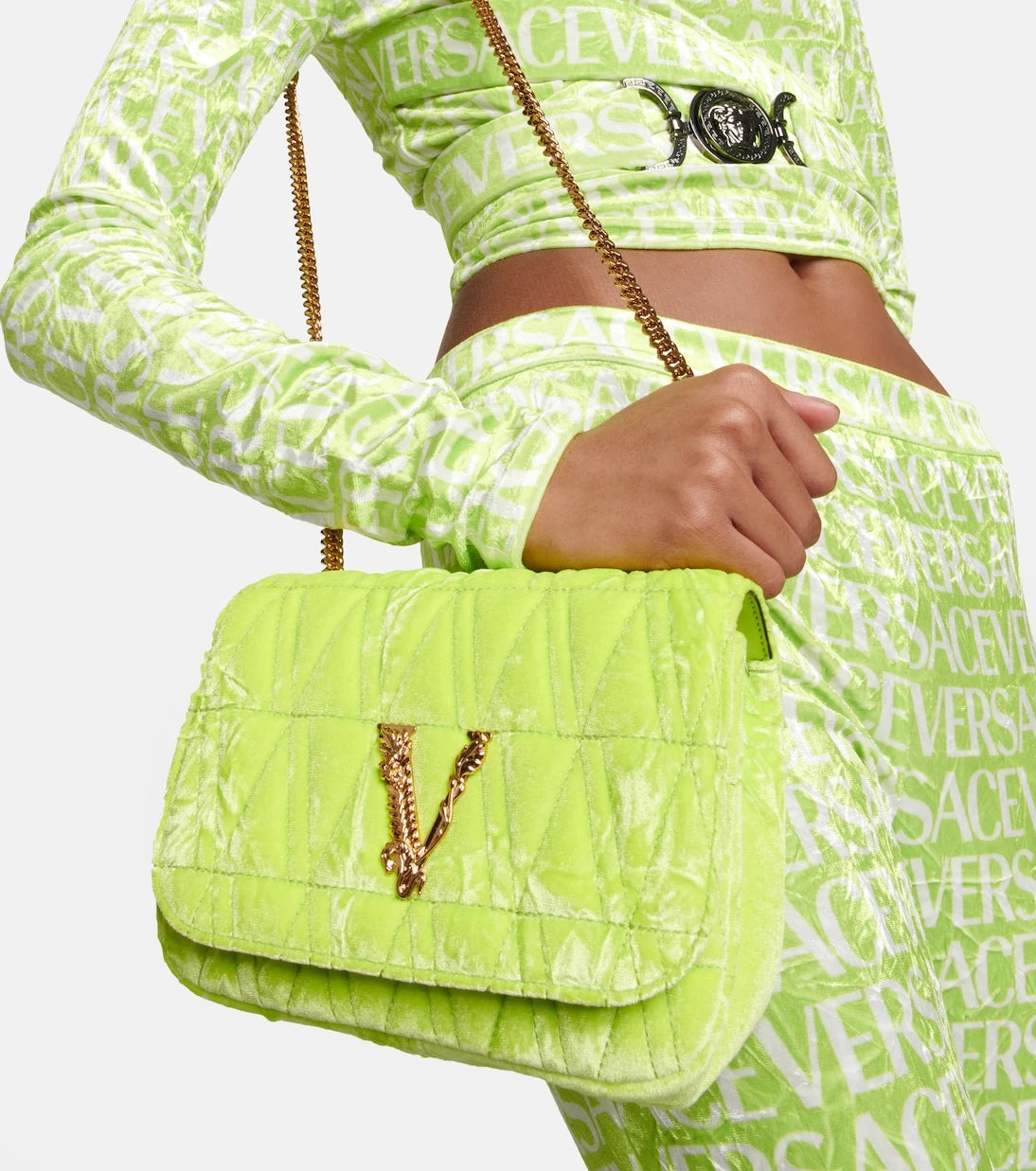 Versace - Virtus Small velvet shoulder bag