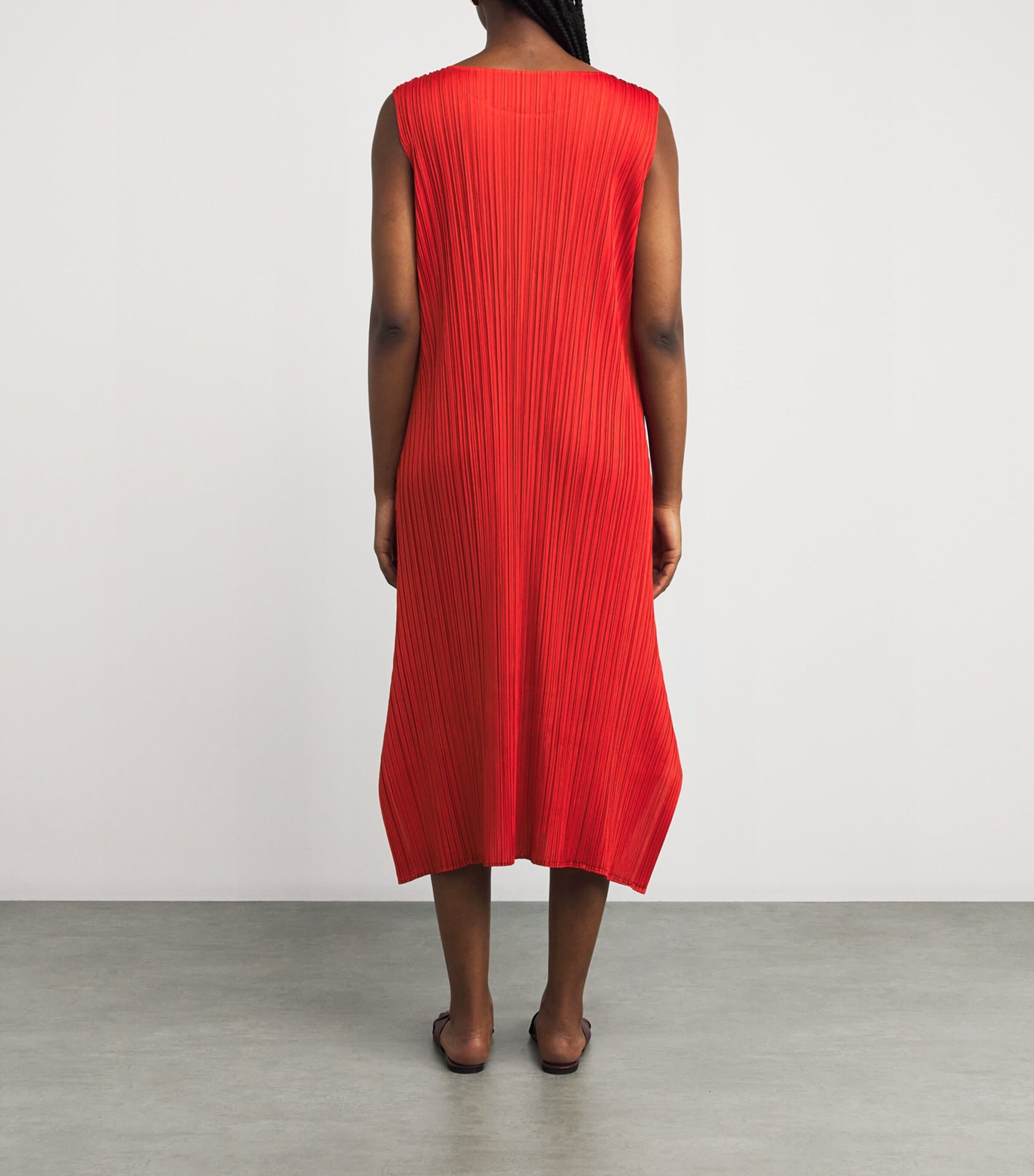 Pleats Please Issey Miyake Red Monthly Colors July Midi Dress