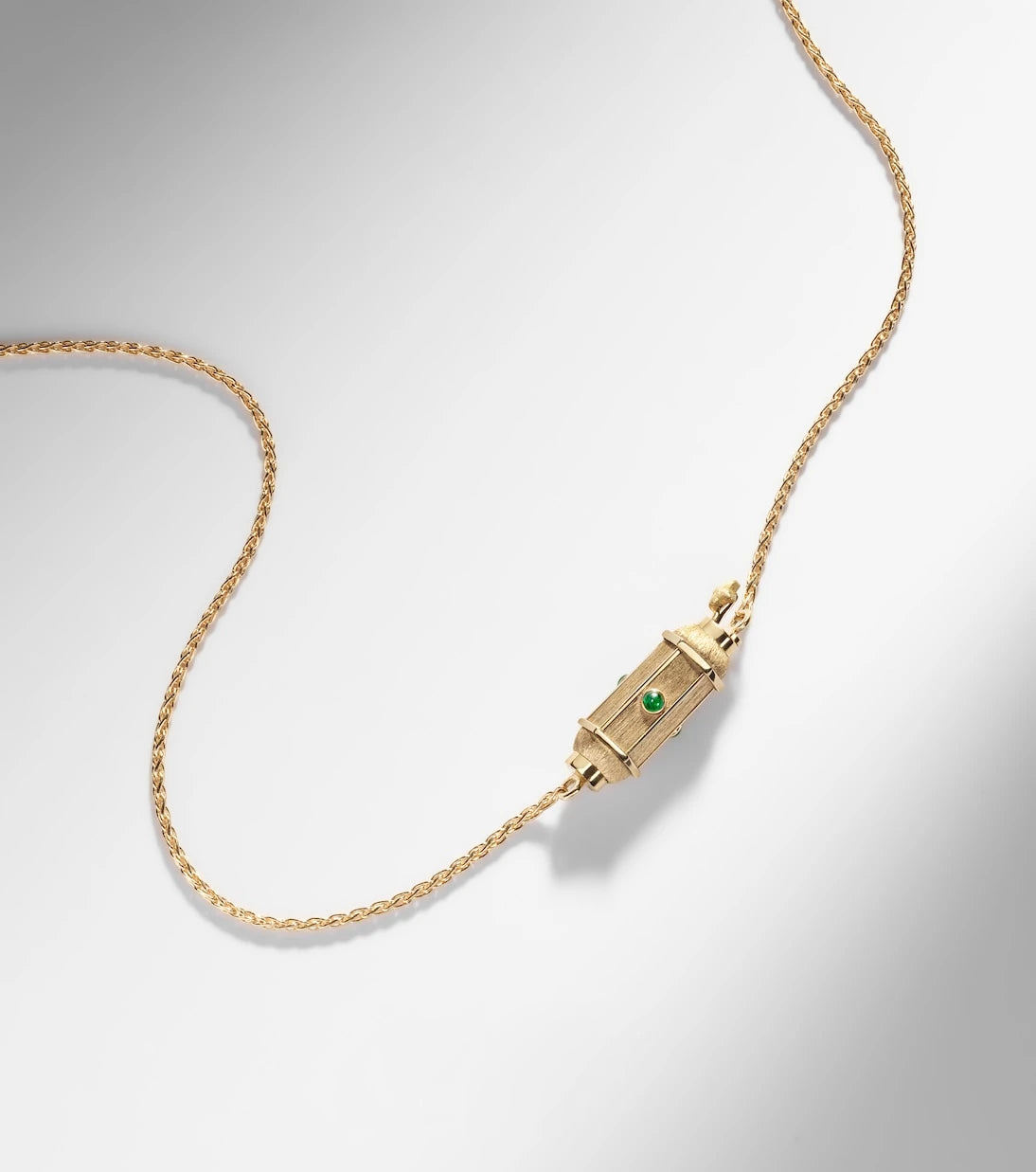 Marie Lichtenberg - Coco Micro 18kt gold locket necklace with emeralds