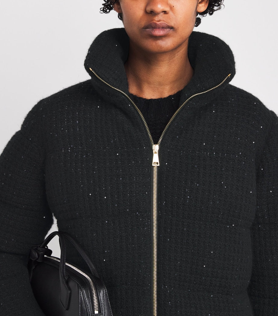 Wool-Silk-Cashmere-Blend Sequinned Jacket 825 NERO