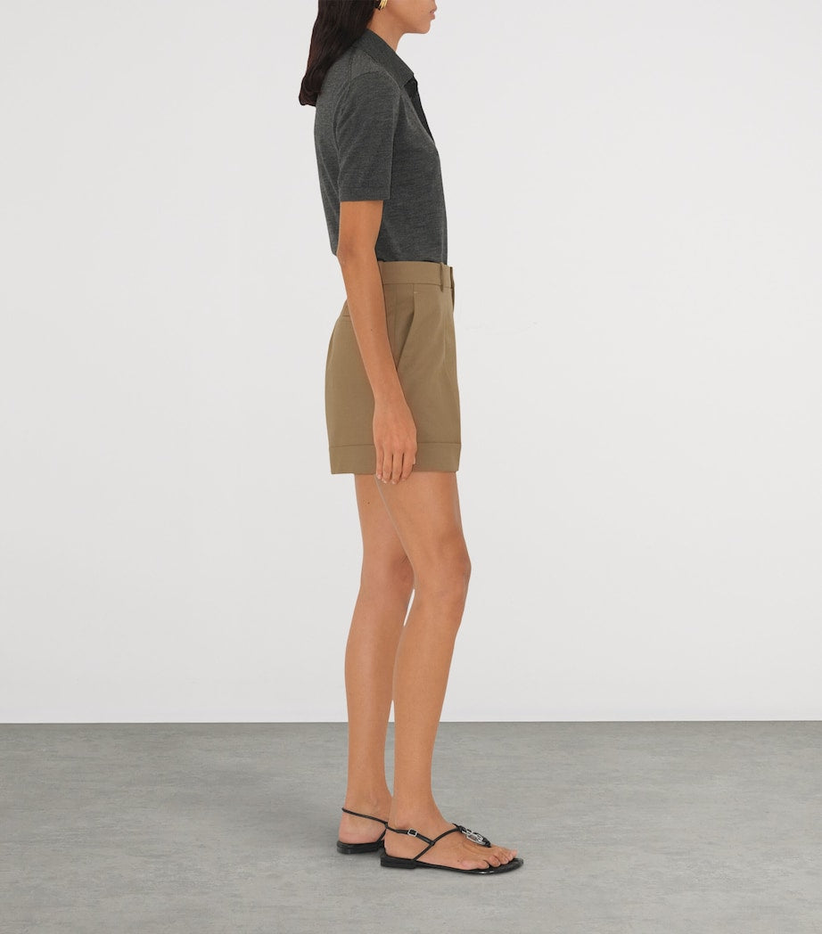 Beige Wool Tailored Shorts