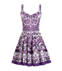 Dolce & Gabbana Multi Majolica Print Pleated Mini Dress