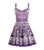 Dolce & Gabbana Multi Majolica Print Pleated Mini Dress