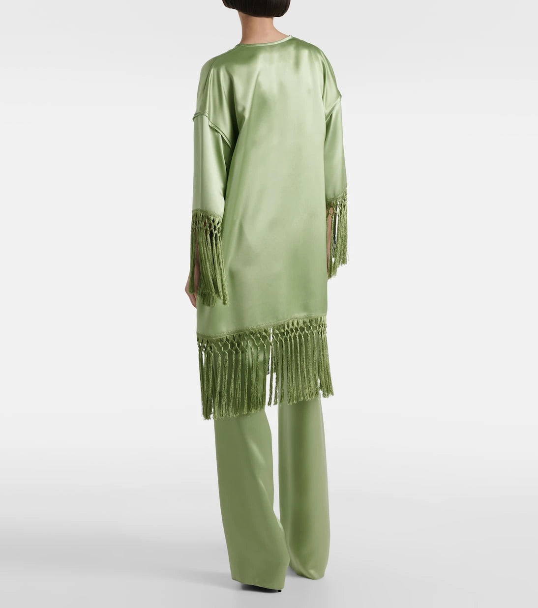 Valentino - Fringed silk duchess satin tunic