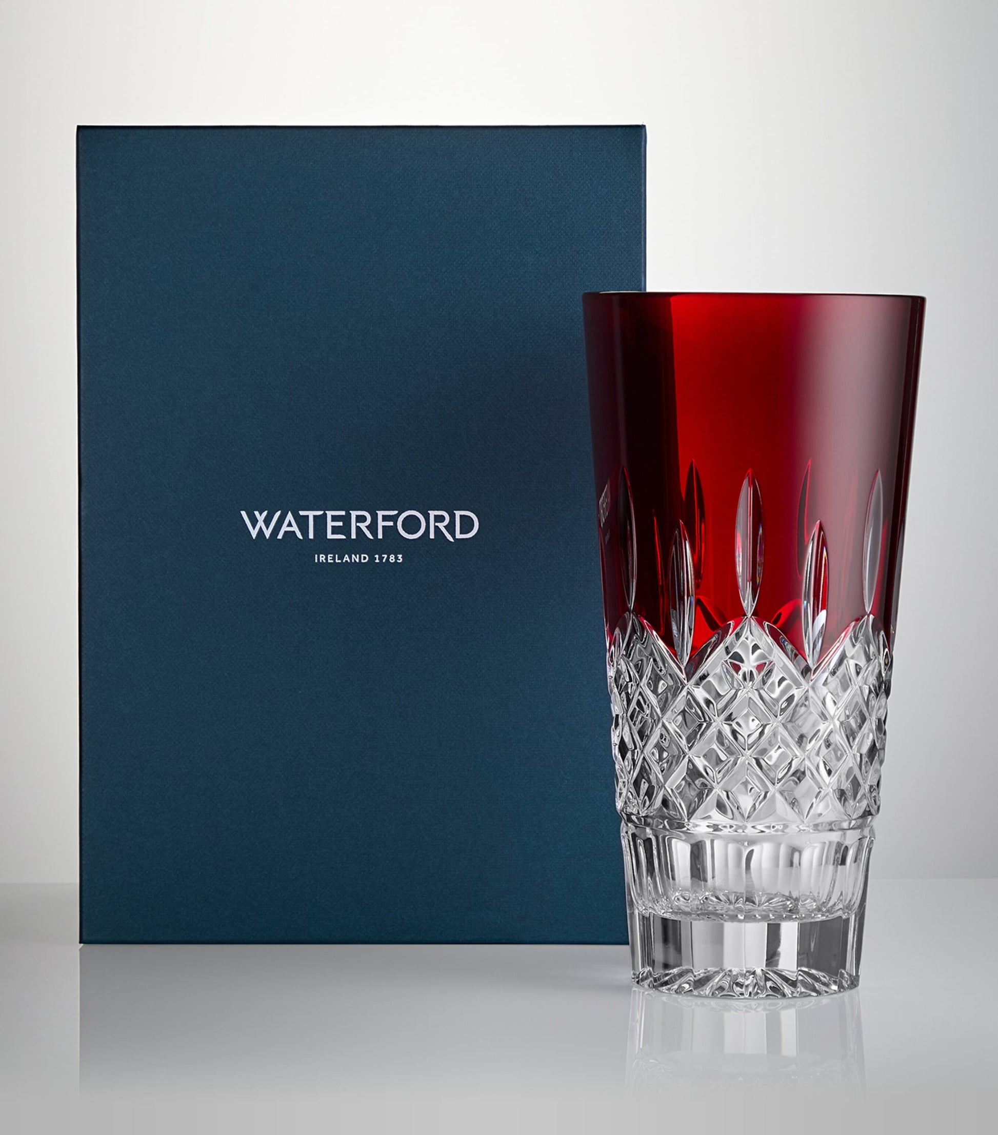 Crystal Lismore Red Vase (25cm)