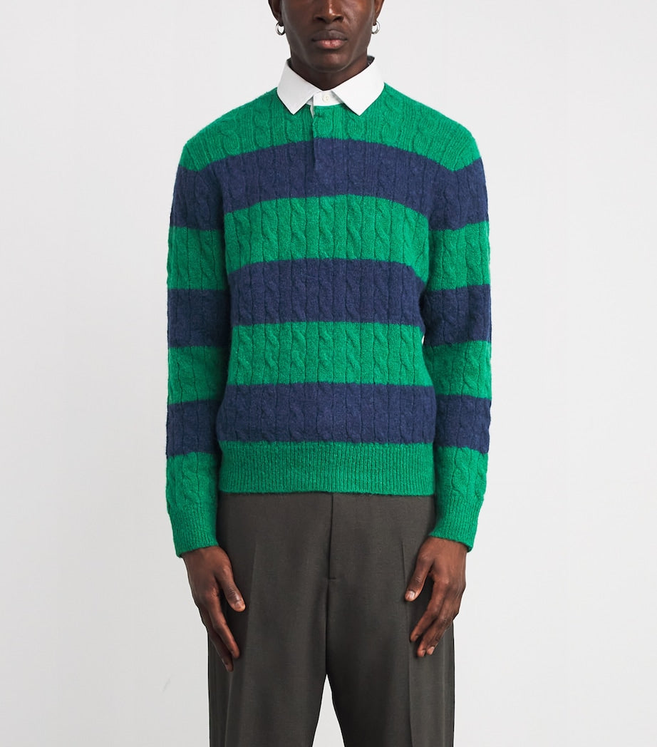 Polo Ralph Lauren Multi Wool-Blend Stripe Cable-Knit Rugby Sweater