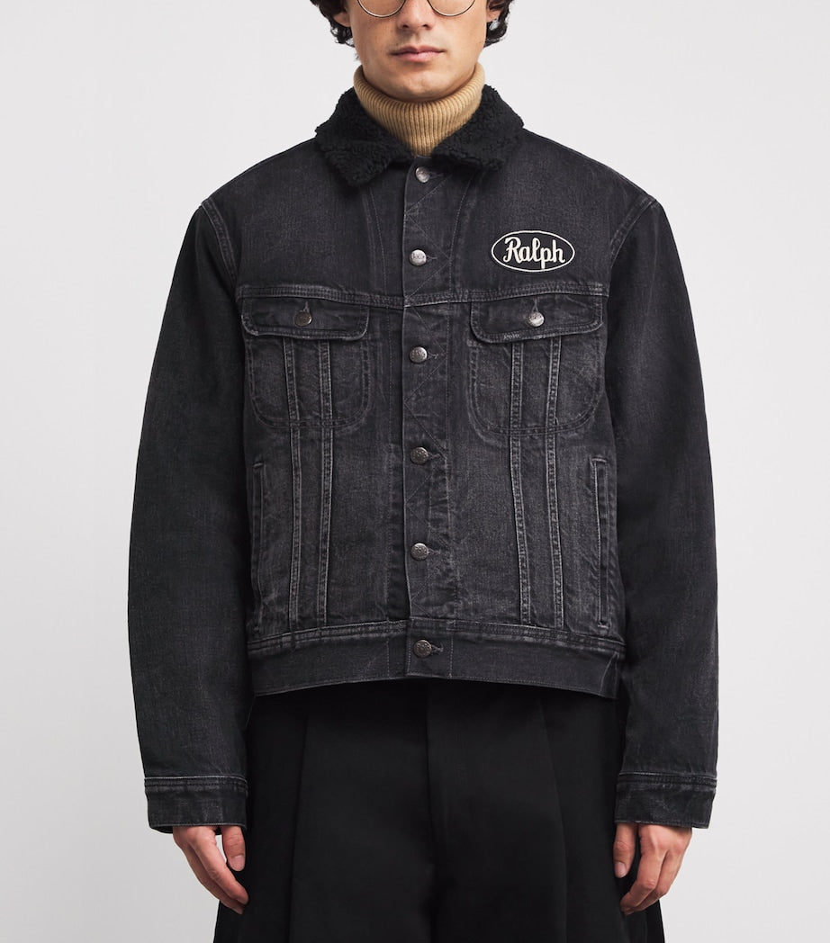 Black Logo Trucker Denim Jacket