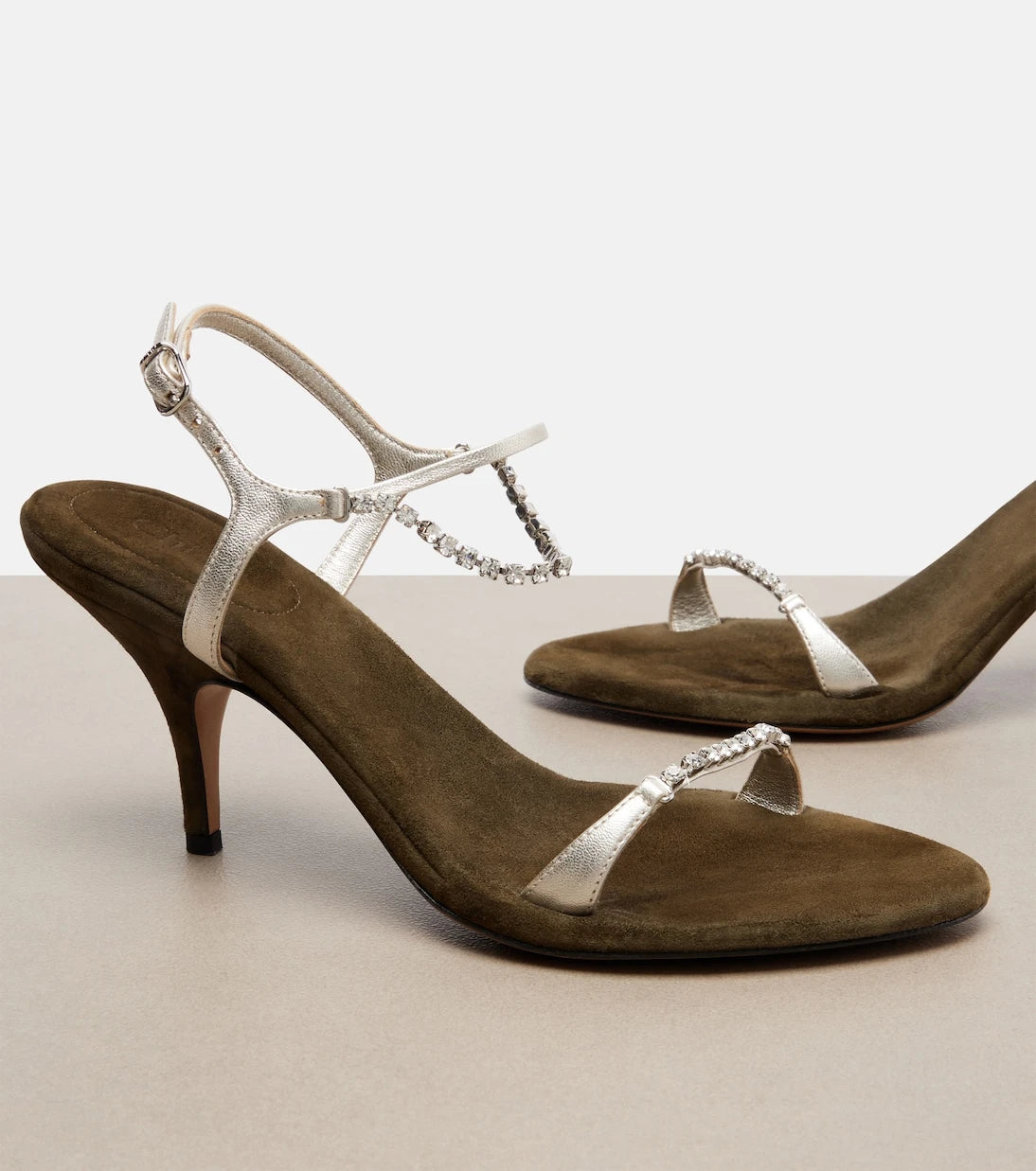Chloé - Zia embellished metallic leather sandals