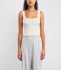 Skims Ivory Cotton Ribbed Cropped Tank Top
