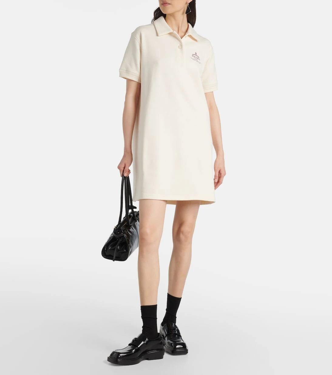 Prada - Logo cotton fleece polo dress