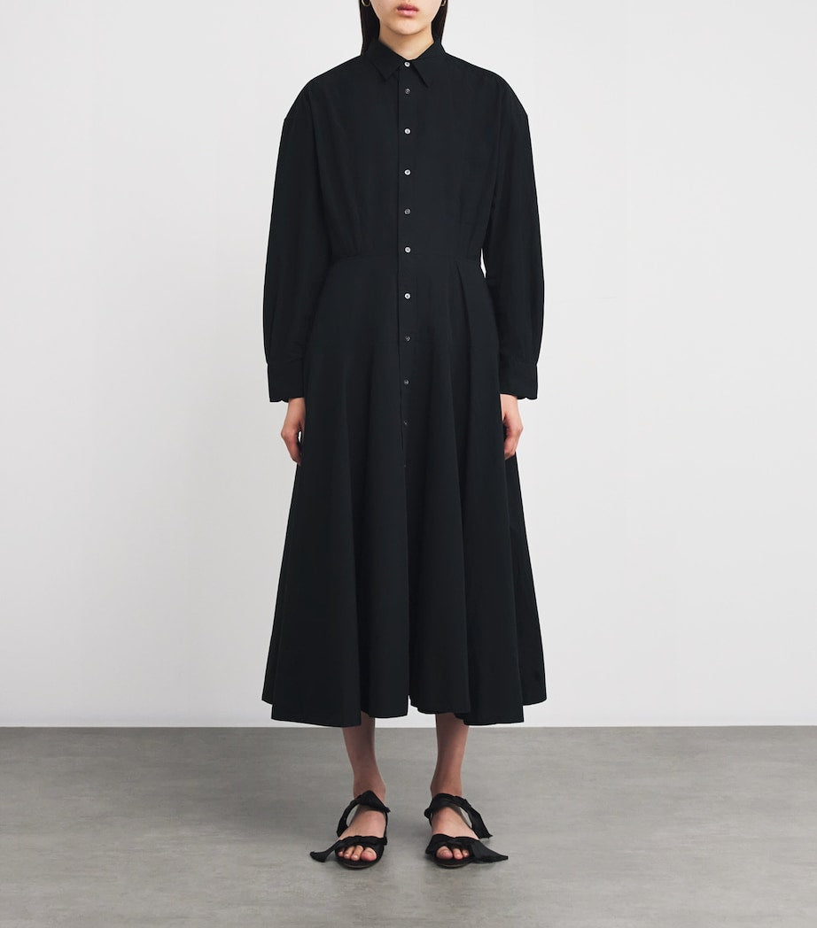 Polo Ralph Lauren Black Cotton Midi Shirt Dress