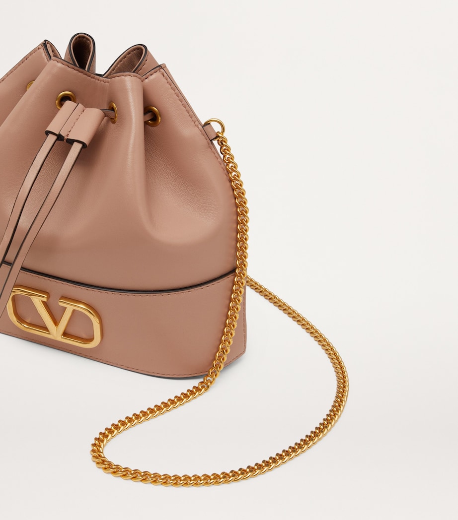 Valentino Garavani Nude Leather VLogo Bucket Bag