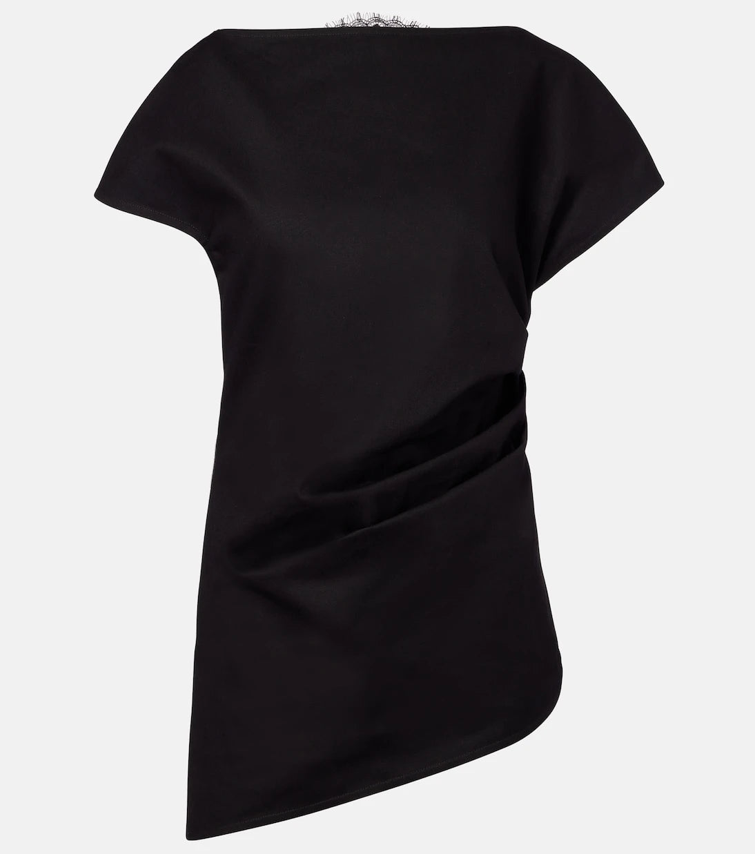 JW Anderson - Lace-trimmed asymmetric cotton top