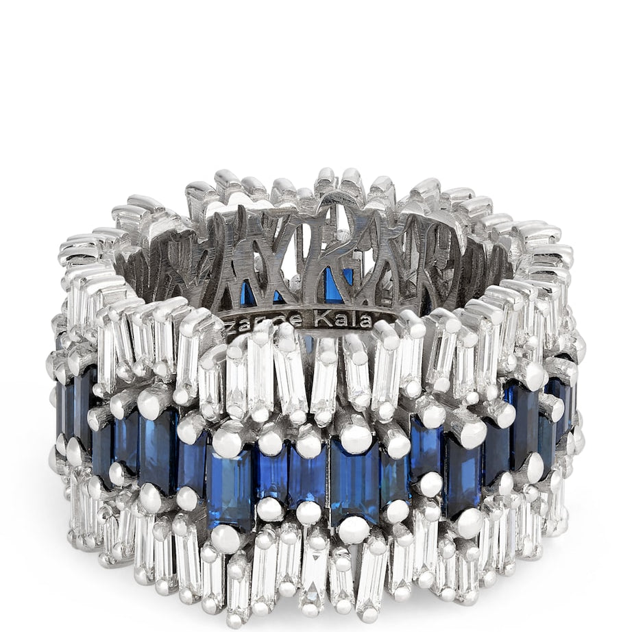 White Gold, Diamond and Sapphire One Of A Kind Ring (Size 6.75)