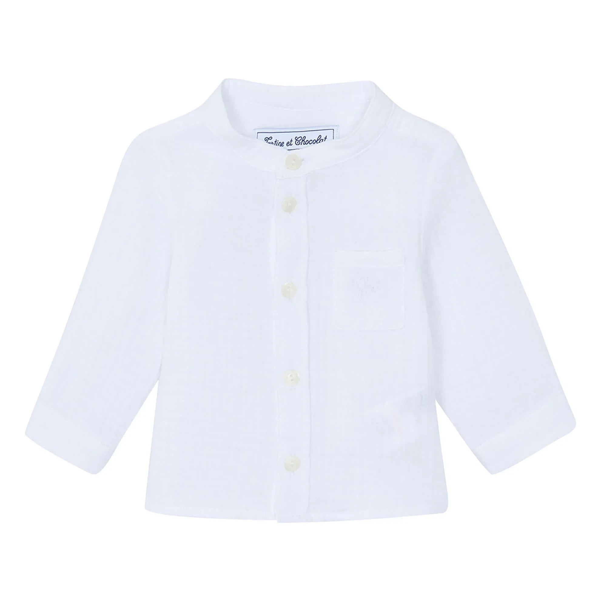 Tartine et Chocolat - Cotton Gauze Pocket Shirt | White
