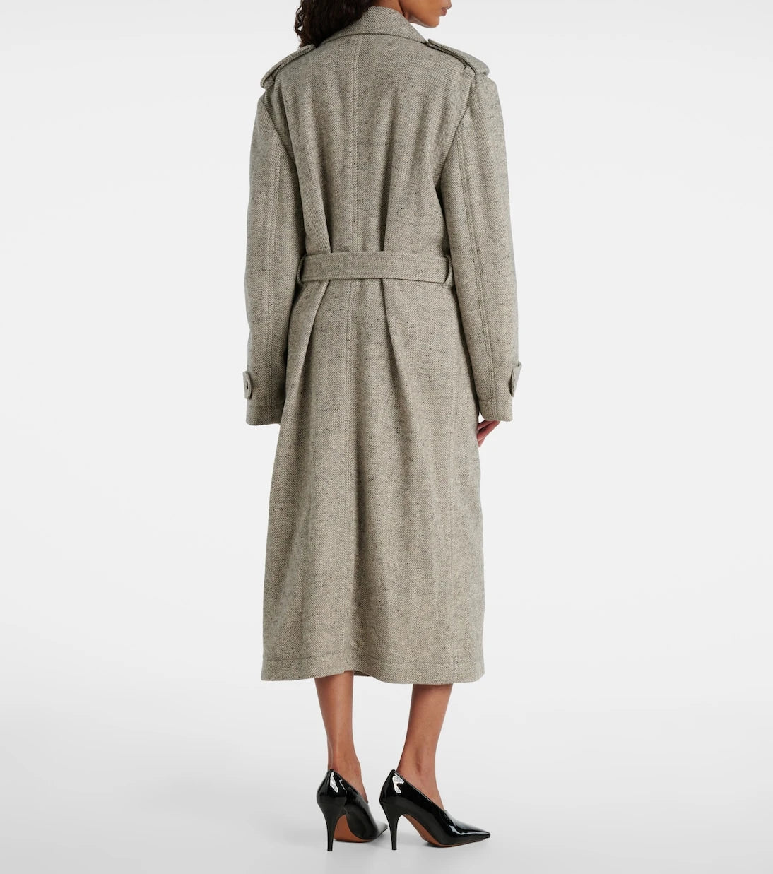 Stella McCartney - Herringbone wool and silk trench coat