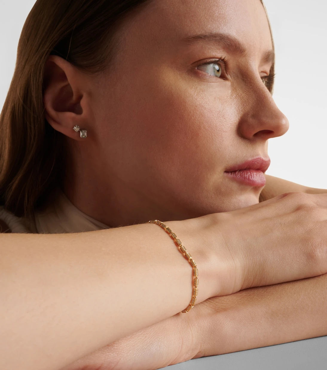 Suzanne Kalan - Block-Chain Mini 18kt gold bracelet with diamonds