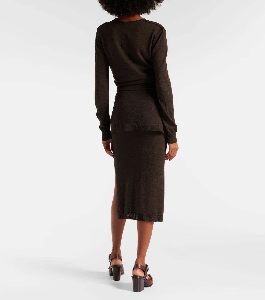 Lemaire - Trompe L'œil wool-blend midi skirt