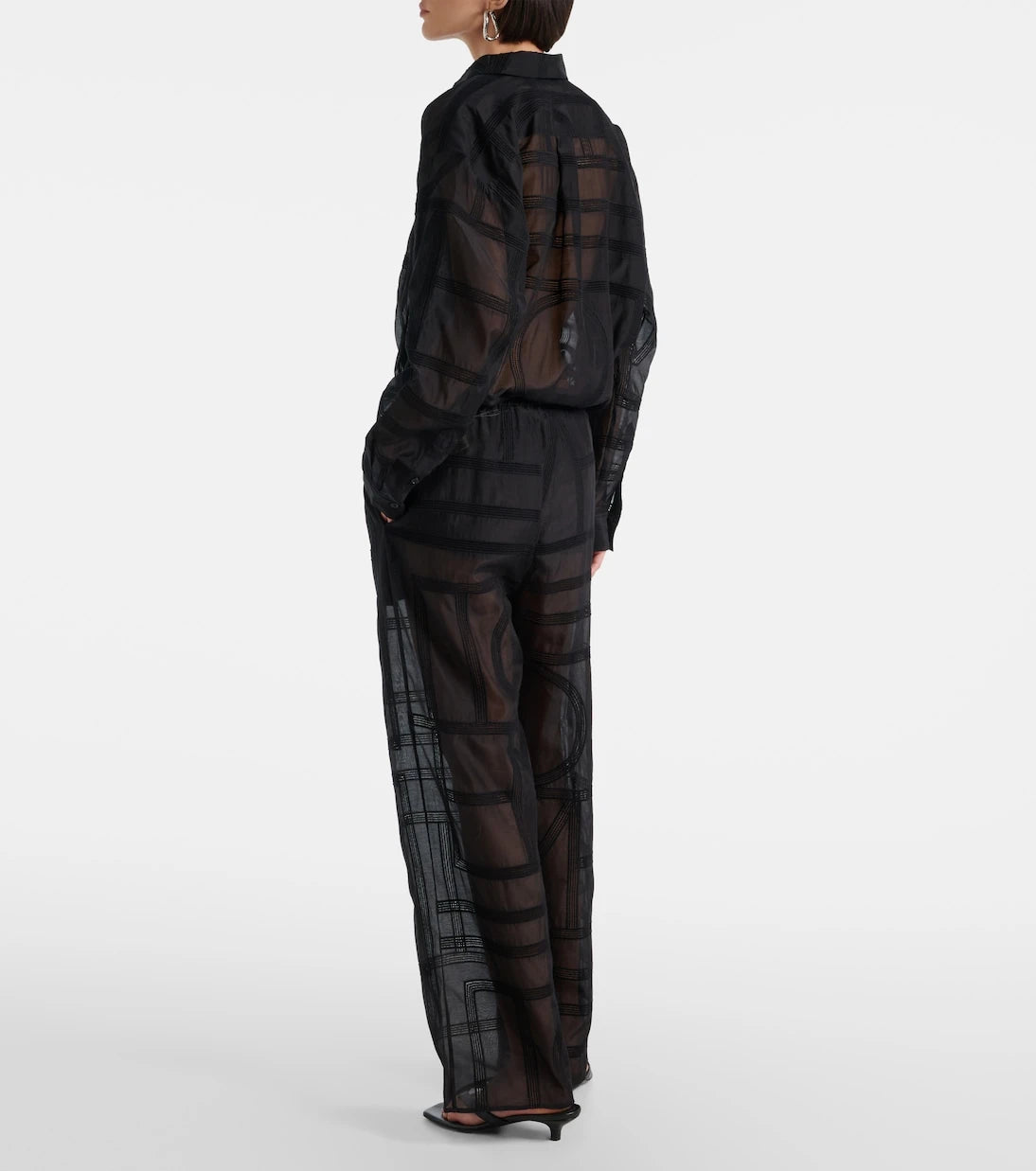 Toteme - Cotton and silk voile wide-leg pants