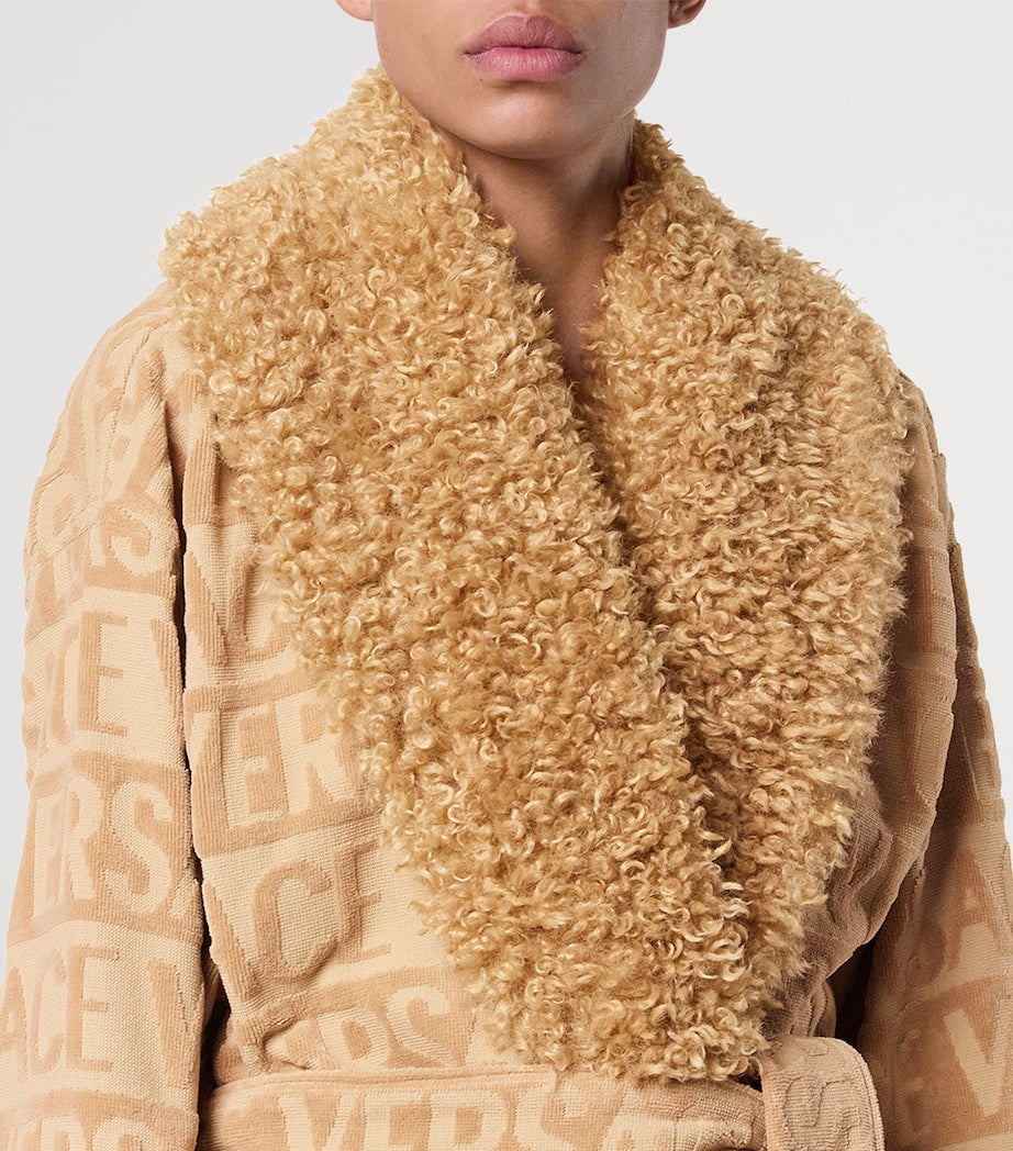 Faux Fur-Trim Monogram Robe