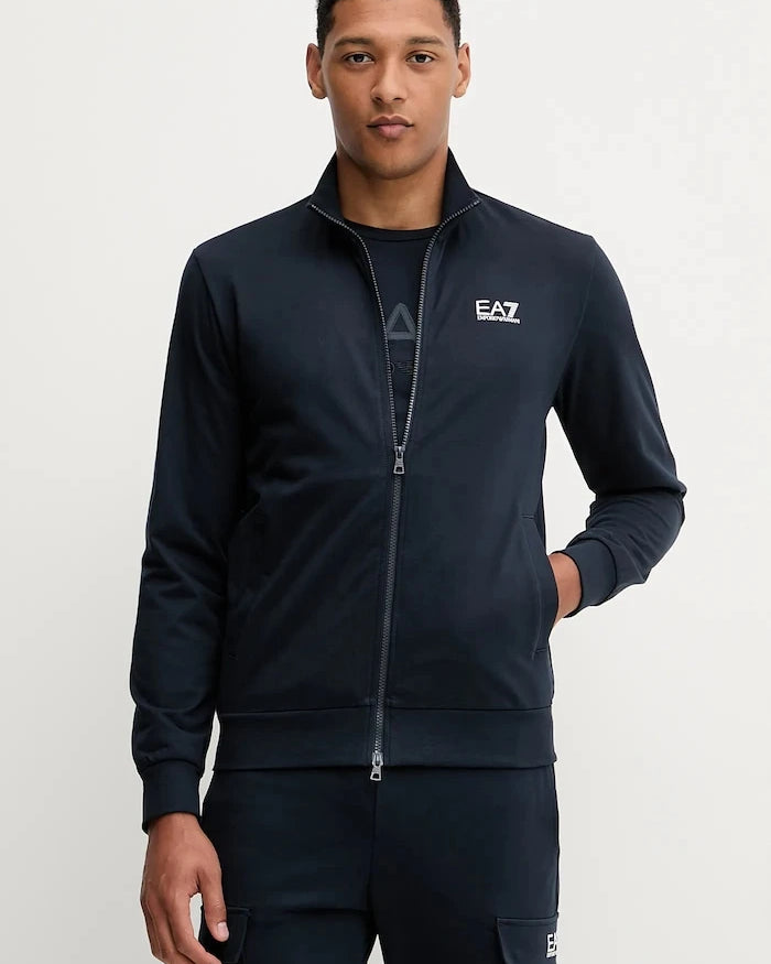 EA7 Emporio Armani erkek fermuarlı pamuklu sweatshirt
