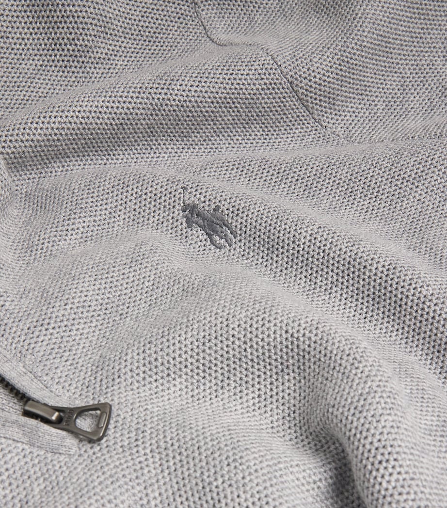 Polo Ralph Lauren Grey Cotton Half-Zip Sweater