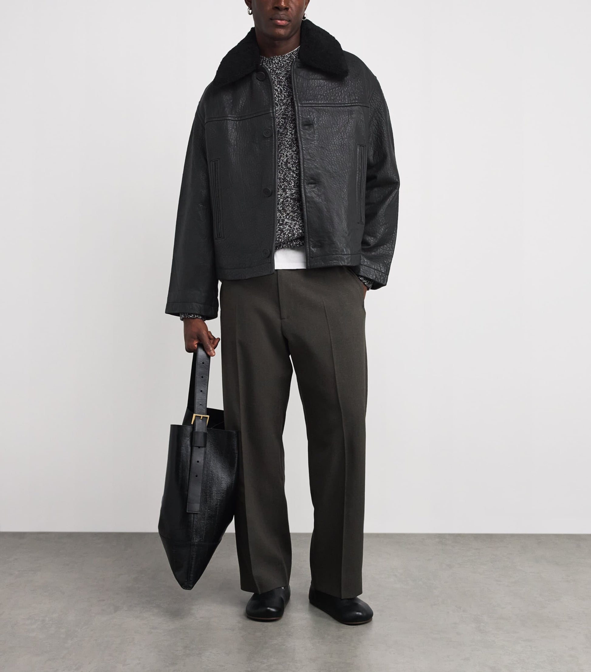 Studio Nicholson black Del Leather Jacket