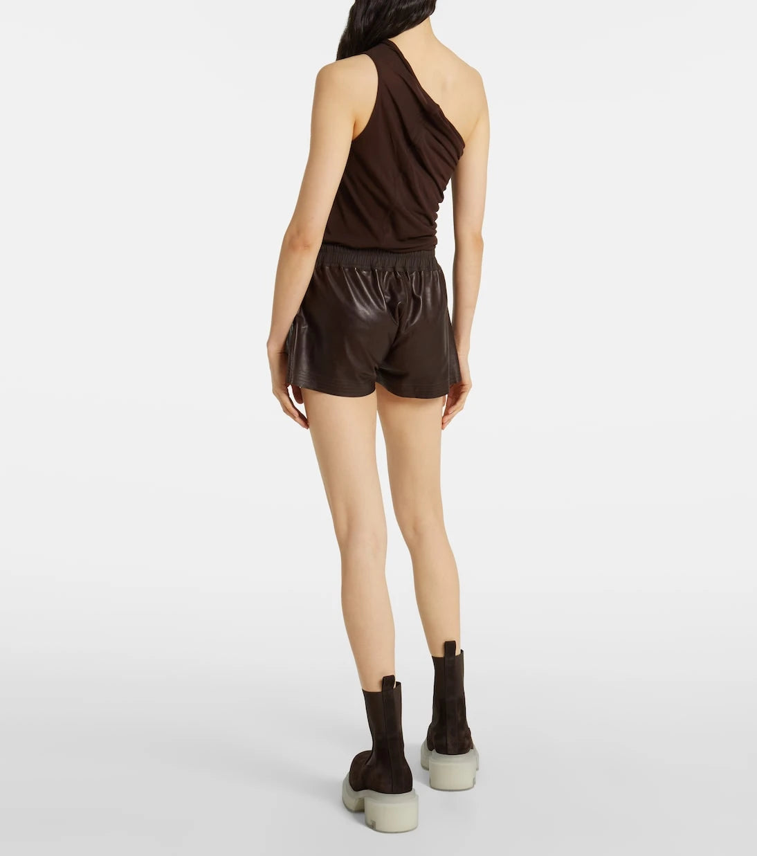 Rick Owens - High-rise leather shorts