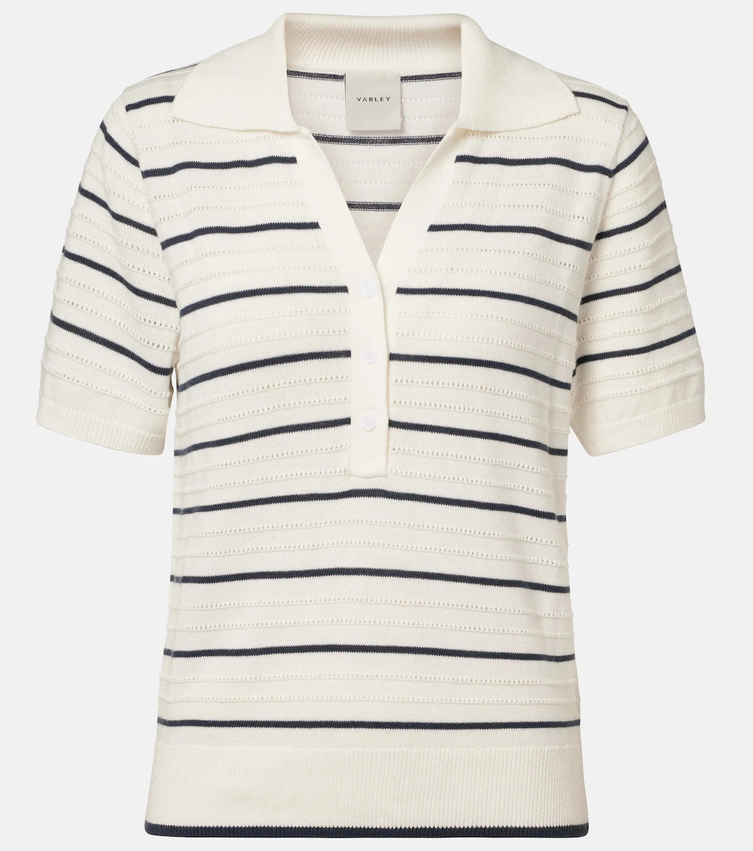 Varley - Wren striped cotton-blend polo shirt