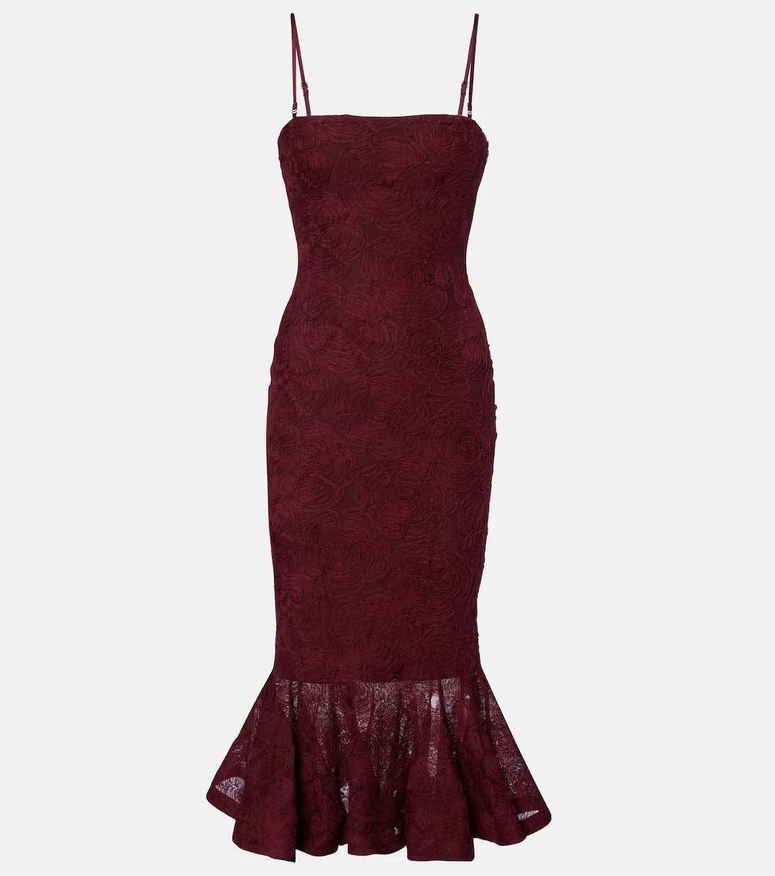 Rotate - Ruffled floral mesh midi dress