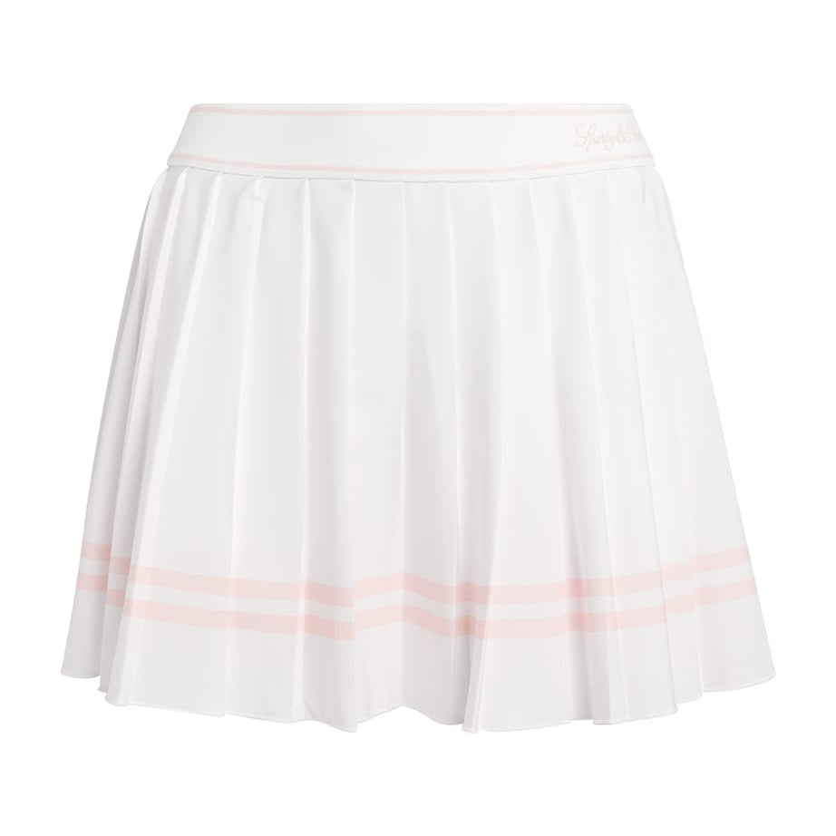 Embroidered Vendome Script Pleated Mini Skort WHITE