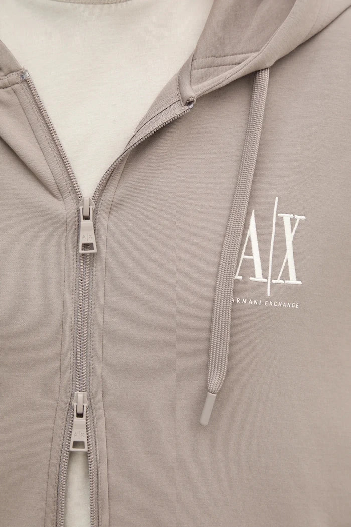 Armani Exchange fermuarlı kapüşonlu erkek pamuklu sweatshirt
