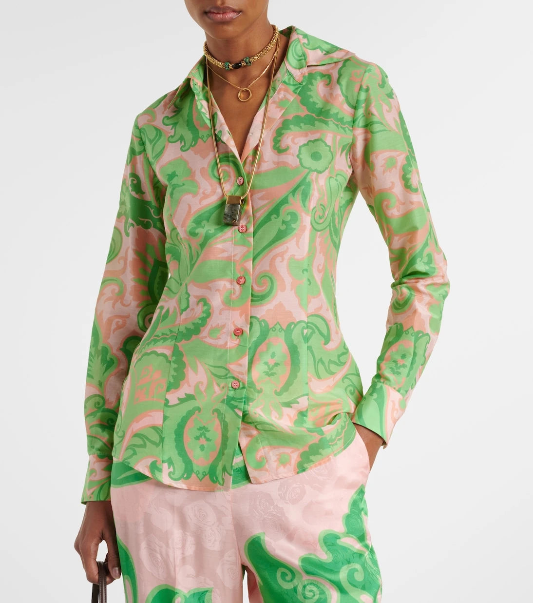 Etro - Printed cotton and silk shirt