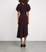 Victoria Beckham Burgundy Satin Rouleaux Midi Dress