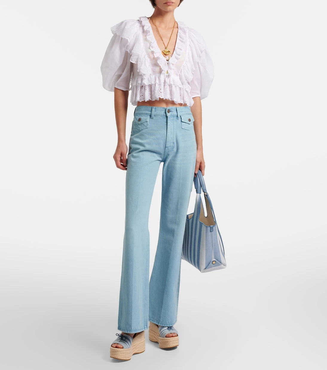 Chloé - Striped canvas espadrille wedge sandals