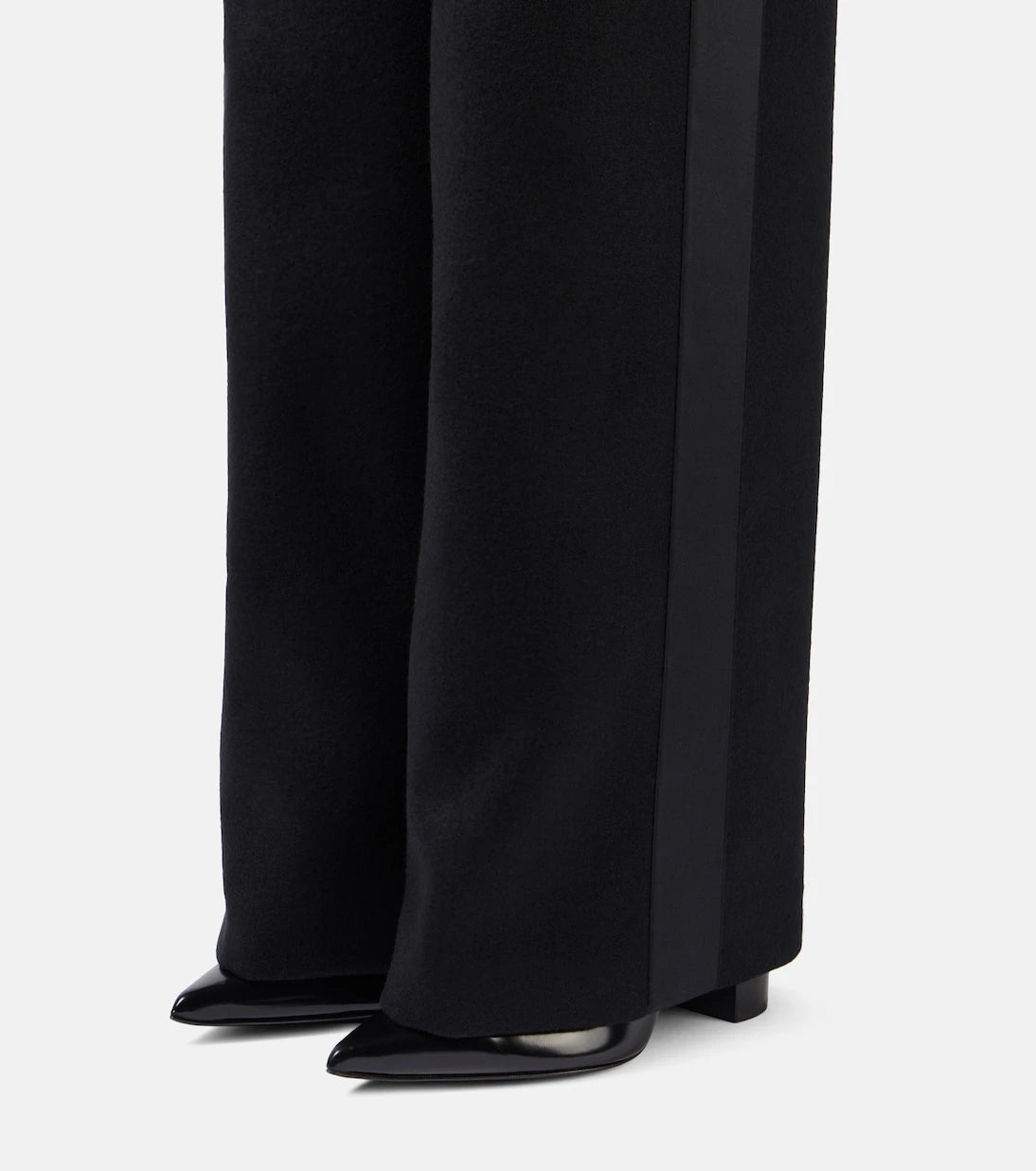 Sacai - Leather-trimmed melton knee-high boots