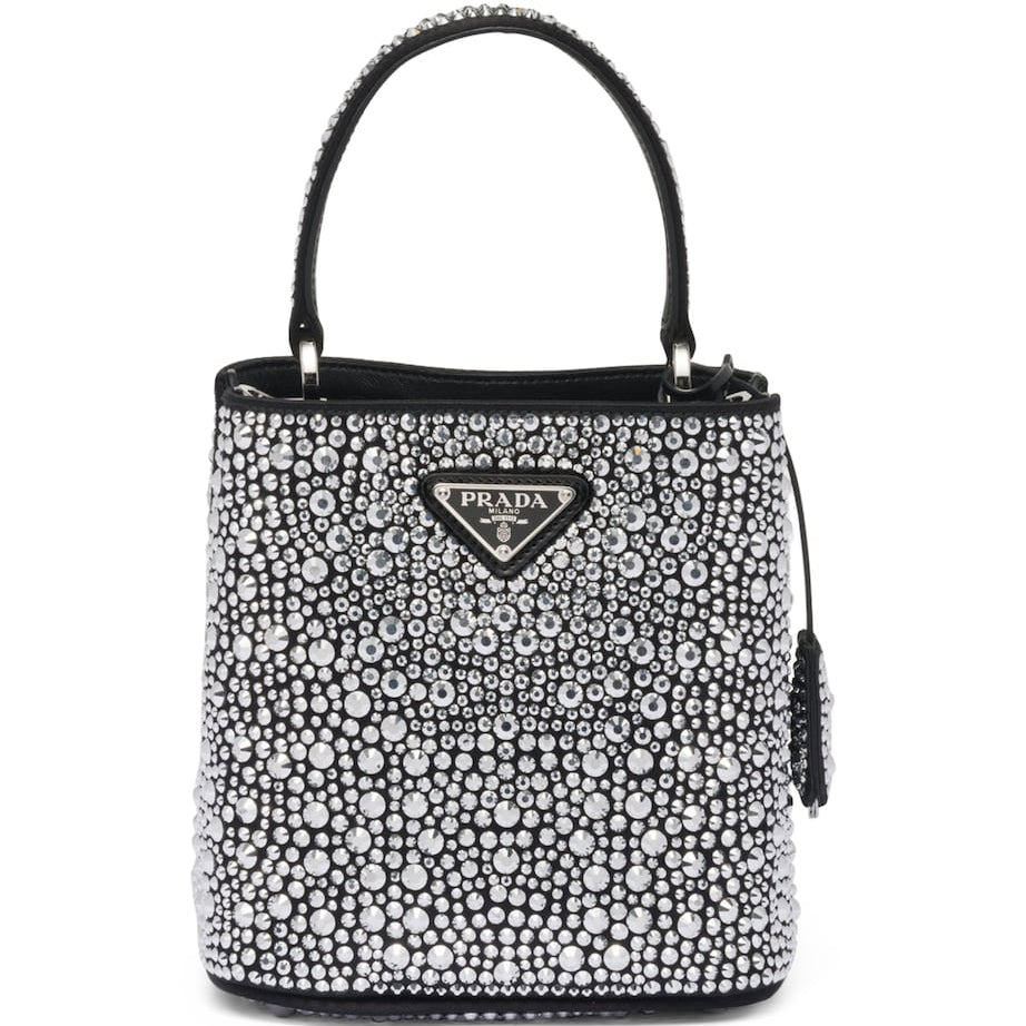 Prada Metallic Satin Embellished Panier Shoulder Bag