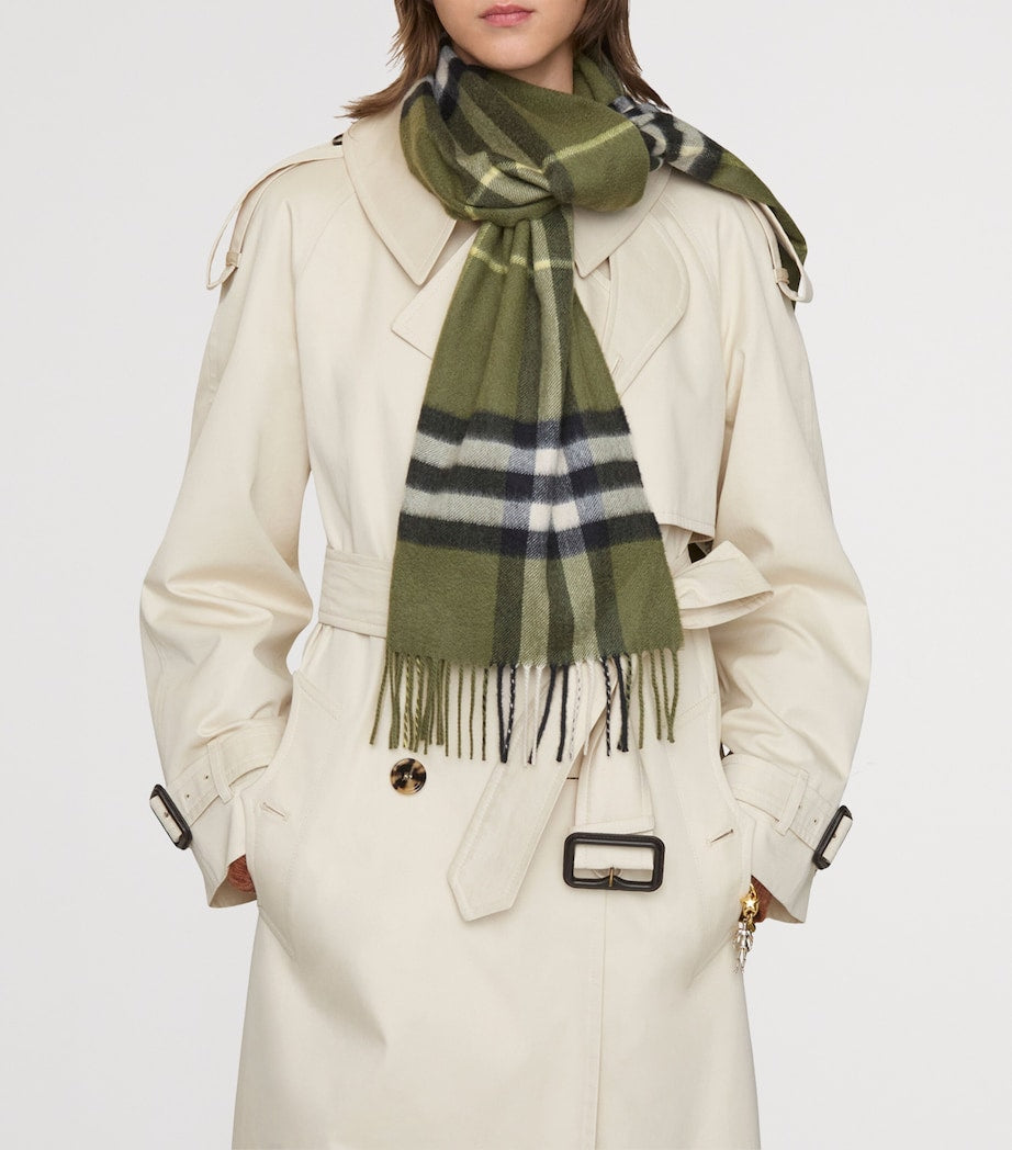 Green Cashmere Check Scarf